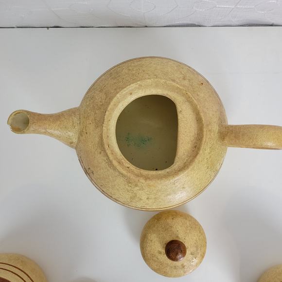 Kitchen Set One Size Brown Natural Terracotta Earthen Teapot, Creamer, Sugar - Picture 3 of 12